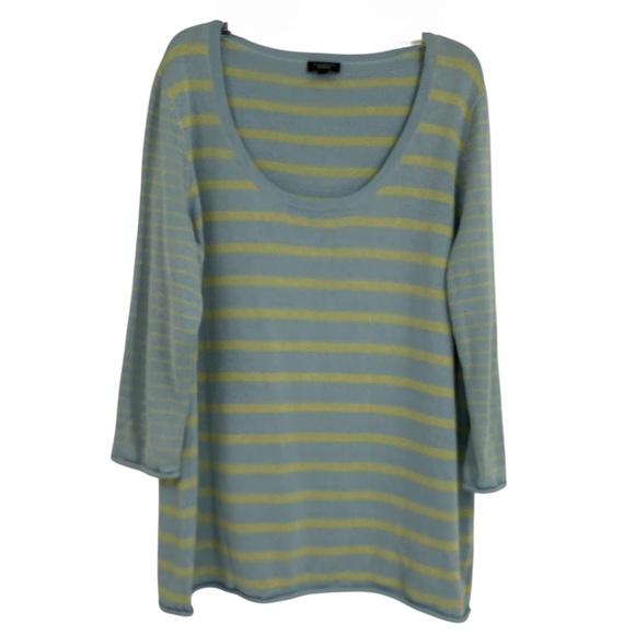 Talbots Women’s Sweater Silk Cotton Size 1XP Blue Stripe Pullover 3/4 Sleeve - Picture 1 of 8